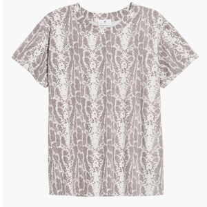 Socialite Crewneck T-Shirt - Grey and White Snake Print - Size Large